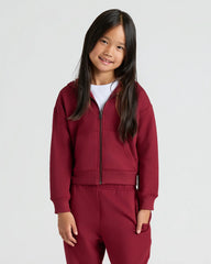 Girls Black & Dark Maroon Cropped Zip Hoodie 2-Pack