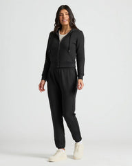 Womens Black Crop Zip Hoodie