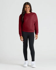 Girls Deep Emerald & Dark Maroon Slouch Pullover Crew 2-Pack