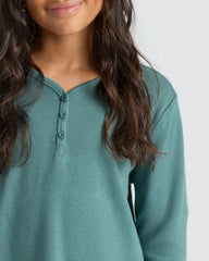 Girls Long Sleeve Boxy Waffle Henley 3-Pack