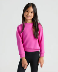 Girls Black & Electric Fuchsia Slouch Pullover Crew 2-Pack