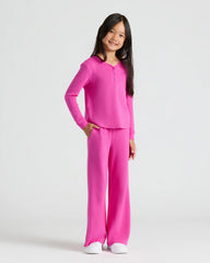 Girls Long Sleeve Boxy Waffle Henley 3-Pack