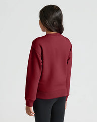 Girls Deep Emerald & Dark Maroon Slouch Pullover Crew 2-Pack